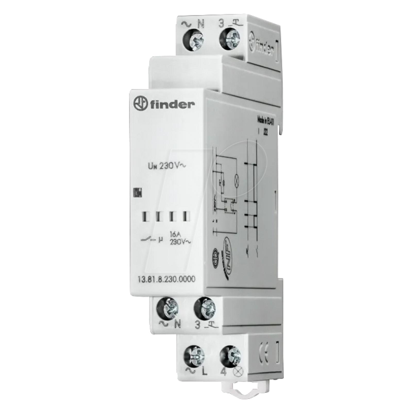 Finder Electronic step relay 16A 1 NO, 230vac (13.81.8.230.0000)