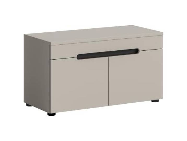 xonox.home - Sitzbank Canu 80x45x37 cm Kaschmir beige Basalt grau 2 Türen, grifflos, Softclose - leises schließen der Türen, FSC-zertifiziert, einfach Montage, pflegeleicht