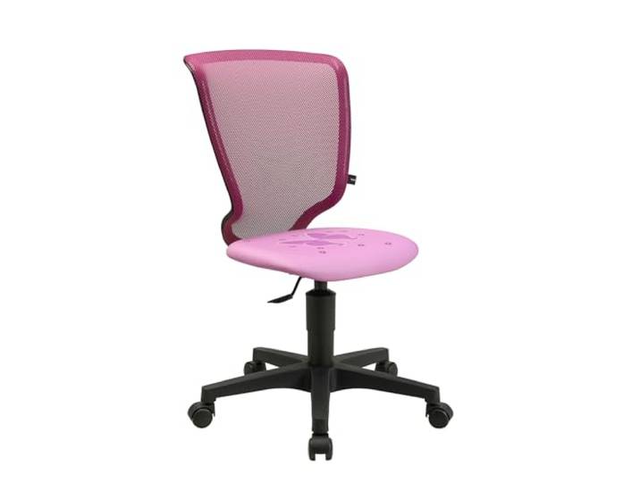 TOPSTAR Titan Junior Kinder-Drehstuhl mit Motivstoff – ergonomischer Schreibtischstuhl für Kinder, höhenverstellbar, Rückenlehne atmungsaktiv, schwarzes Fußkreuz, Schmetterlinge