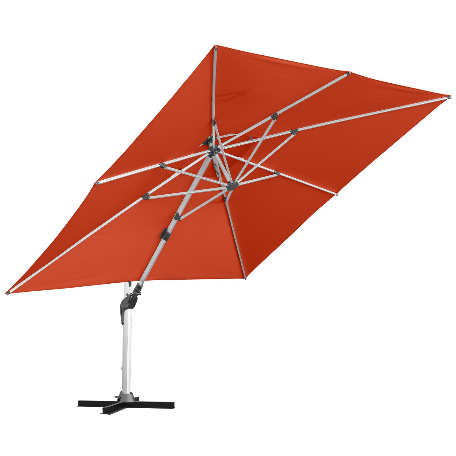 anndora 3,5 x 3,5m Ampelschirm quadratisch terracotta - Aluminium - Kurbelöffnung - Doppeldach