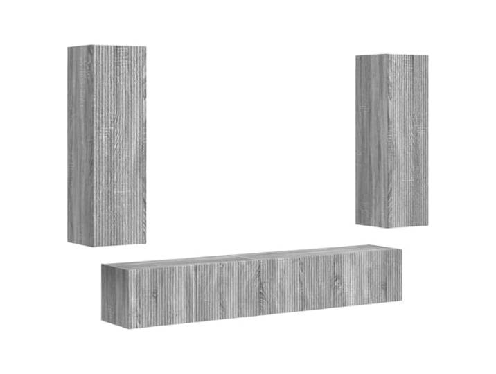 LMTYOENFG TV-Schrank Set Wandmontiert 3-Teilig Graues Sonoma Holzwerkstoff Dreiteiliges Hängeboard System für Wohnzimmer und Schlafzimmer. Nutzen Sie den Wandplatz für Mediacenter und Dekoration.