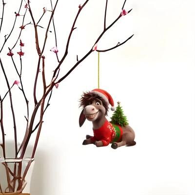 Inspire Select Cartoon Acrylic Christmas Tree Hanging Ornament 2D Flat Xmas Tree Pendant For Holiday Tree & Home Decor donkey
