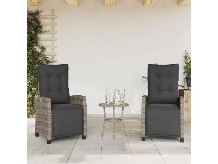 Chaises inclinables de jardin lot de 2 et repose-pied rotin 365243