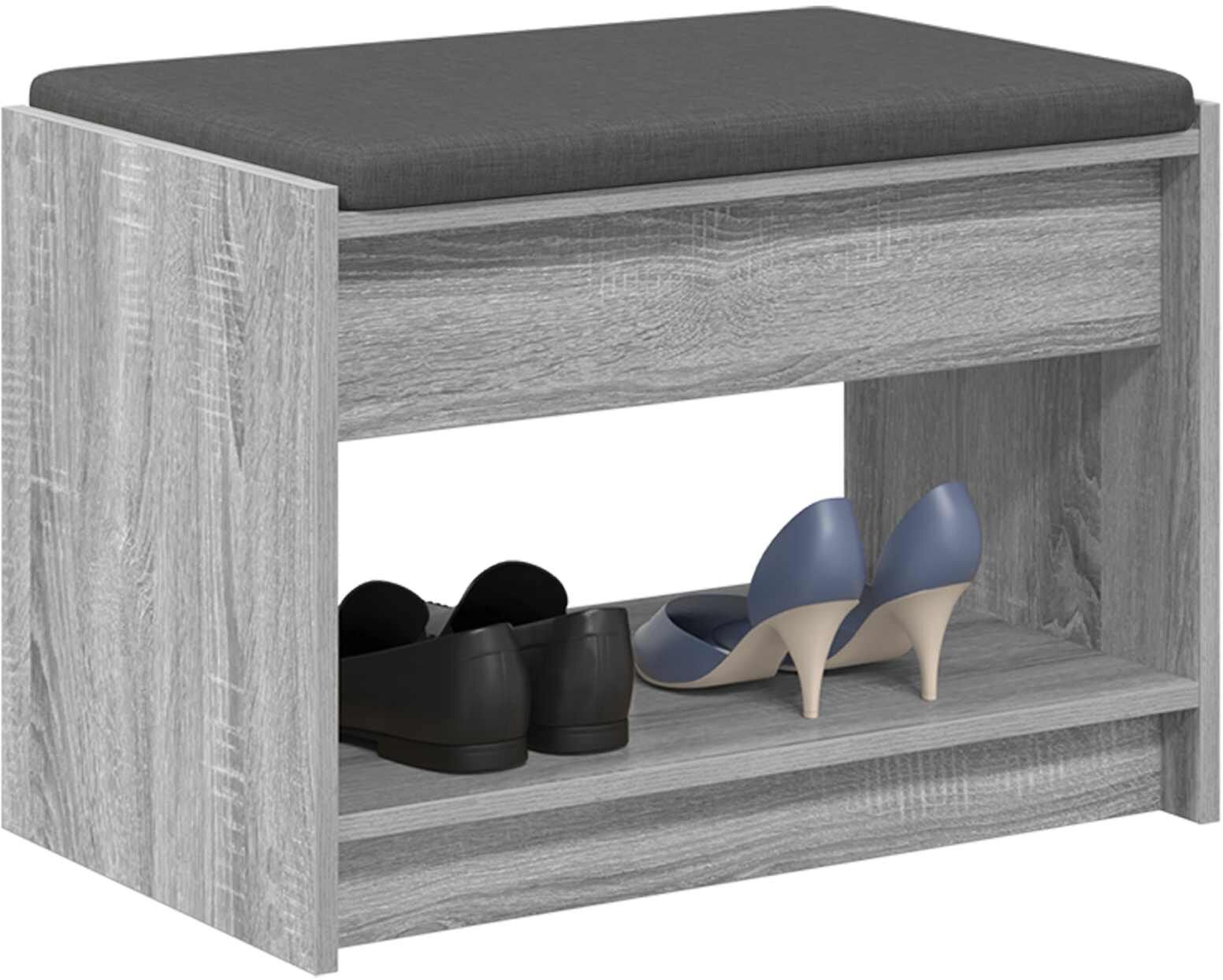 vidaXL Banc d'entrée Gris Sonoma 63 x 38 x 45 cm