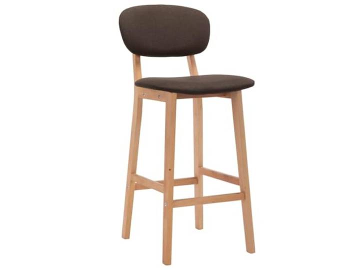 Barstühle, 2-teilig, aus braunem Stoff, mit Fußstütze, Buchenholz Massives Buchenholz, gepolsterte Rückenlehne, weicher Sitz, Verwendung im Innenbereich, Tragkraft 110 kg