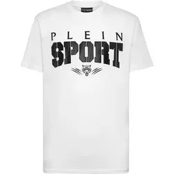 PLEIN SPORT Kurzarm-Rundhals-T-Shirt, Größe L in Weiß 0102