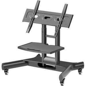 Onkron TV-Ständer TS1350-B, Ablage & Rollen, schwarz, Metall, neigbar, höhenverstellbar, bis 45 kg, für 32-70 Zoll