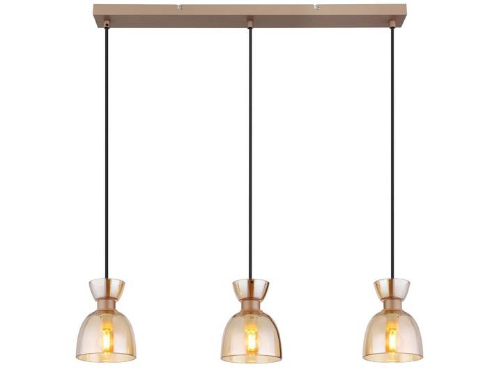 Hängeleuchte Massey L: 65 cm Braun Schwarz Bernsteinfarben