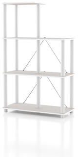 247 Shop At Home Modern Wood Shelving Unit with storage - Tier Shelves, Cube Ladder Shelf