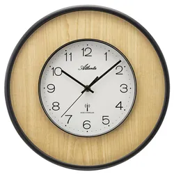Atlanta 4540/30 Funk-Wanduhr Schwarz/Beige