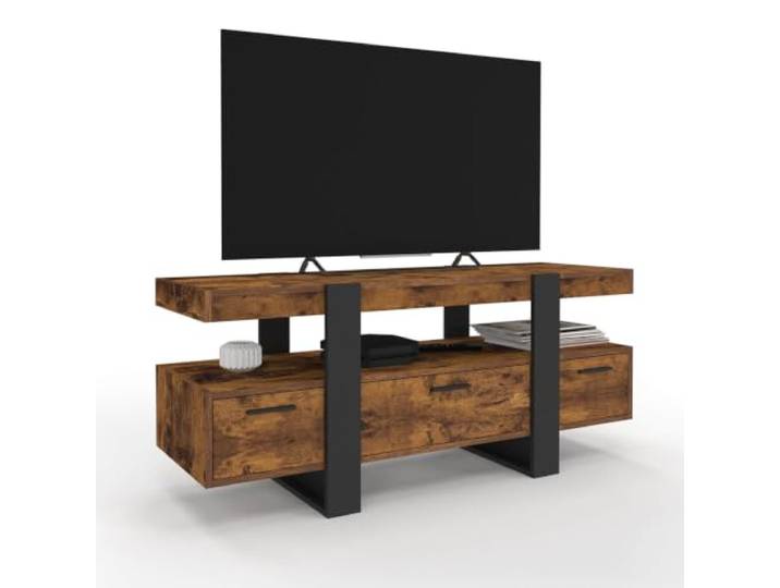 IDMarket - TV-Möbel 116 cm Phoenix mit Schubladen aus Holz mit Antik- und Schwarzeffekt