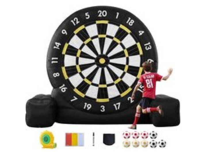 VEVOR Cible de football géante, 3000 mm, planche de fléchettes de football gonflable avec 9 ballons et pompe à air, installation en 2 minutes et sac de rangement pour transport facile, pour jardin