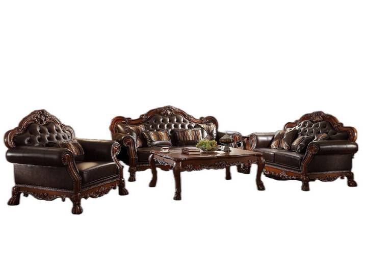 Xlmoebel Polstergarnitur Eleganter Lederstuhl im Barockstil für stilvolles Wohnen, (3-tlg., 3+1+1 Sitzer), Hergestellt in Europa
