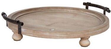 Kate and Laurel Bruillet Rustic Round Wooden Footed Serving Tray