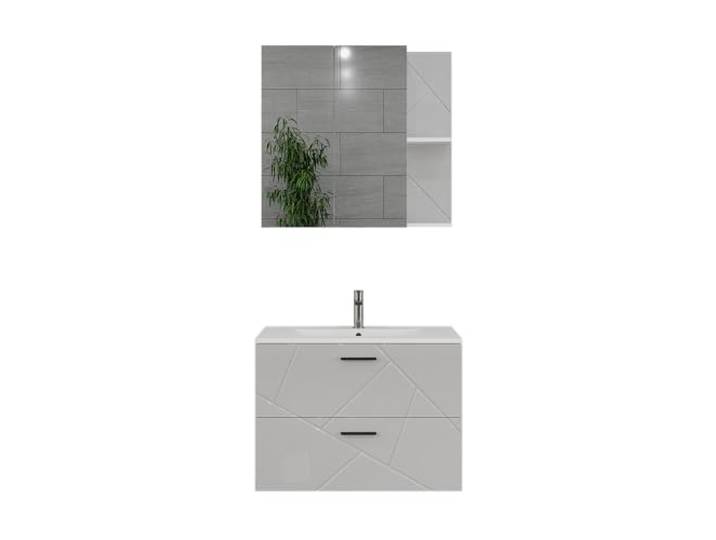Vicco Badmöbel-Set Irma, Weiß/Weiß Hochglanz 80 cm