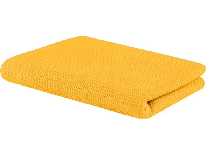 Wohndecke SETEX Waffeldecke , gelb (safran), B:150cm L:200cm, Baumwolle, Wohndecken, Wohndecke, aus Waffelpiqué, auch als Tagesdecke geeignet, Kuscheldecke