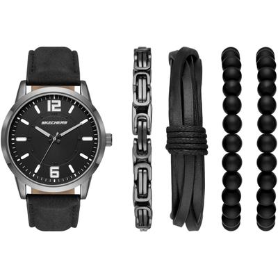 Quarzuhr SKECHERS, schwarz (schwarz, schwarz), Armbanduhren, Herren, anthrazit, Quarzuhr, Armbanduhr, Herrenuhr, analog, Leuchtindizes, Geschenkidee