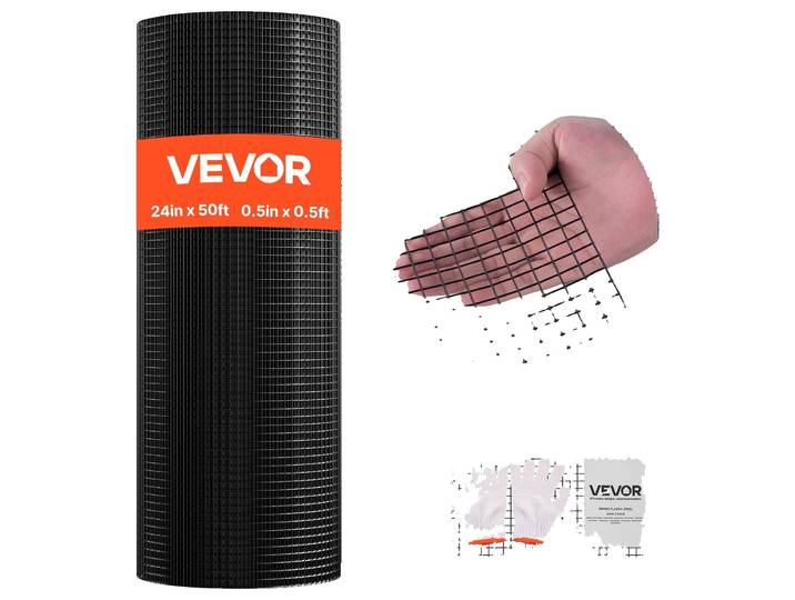 Clôture de jardin VEVOR 61 cm x 15\,2 m\, mailles de 1\,27x1\,27 cm\, φ1\,06 mm de fil de fer galvanisé\, clôture en fil de fer pour poules revêtu de vinyle\, clôture soudée pour plantes de jardin pour cages à lapins & serpents