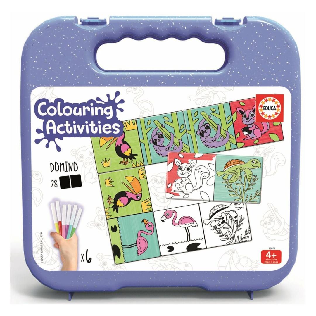 Educa Desktop 18071 Domino Coloring Animals + markers (Deutsch) (18071)