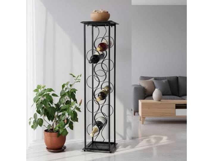 DanDiBo Weinregal Metall Schwarz Stehend Flaschenregal 100 cm Oktave Modern Wine Rack Weinständer Weinflaschenregal