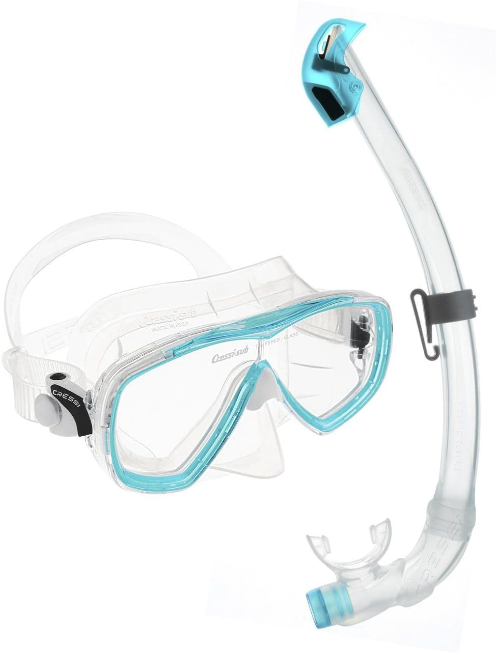 Taucherbrille CRESSI, blau (transparent, türkis), Sportbrillen, Taucherbrille transparent, türkis Einheitsgröße