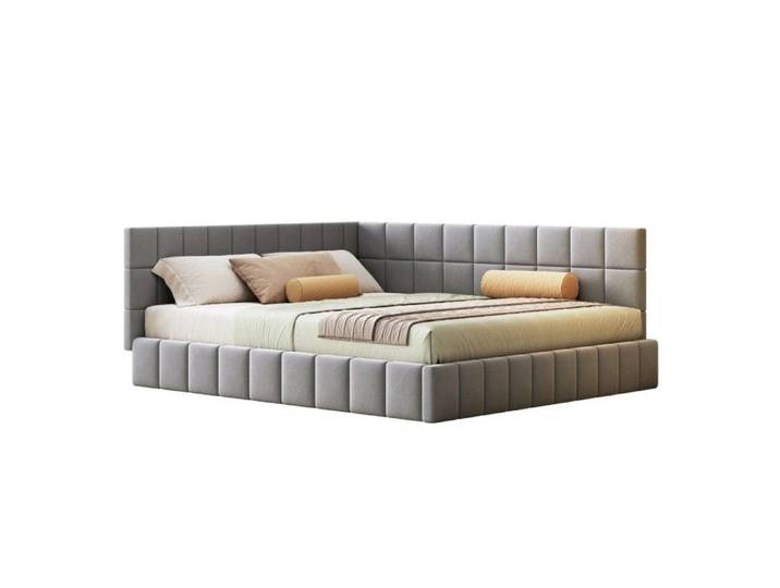 Canapé-lit Double 160x200 Velours Gris Rembourré Sommier Lattes Inclus Multifonction Sans Matelas