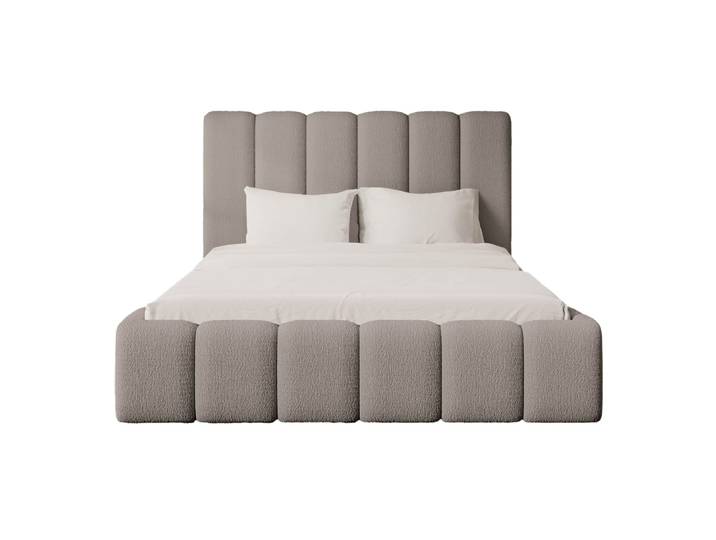 Lit rembourré en tissu bouclé 180x200 cm, taupe