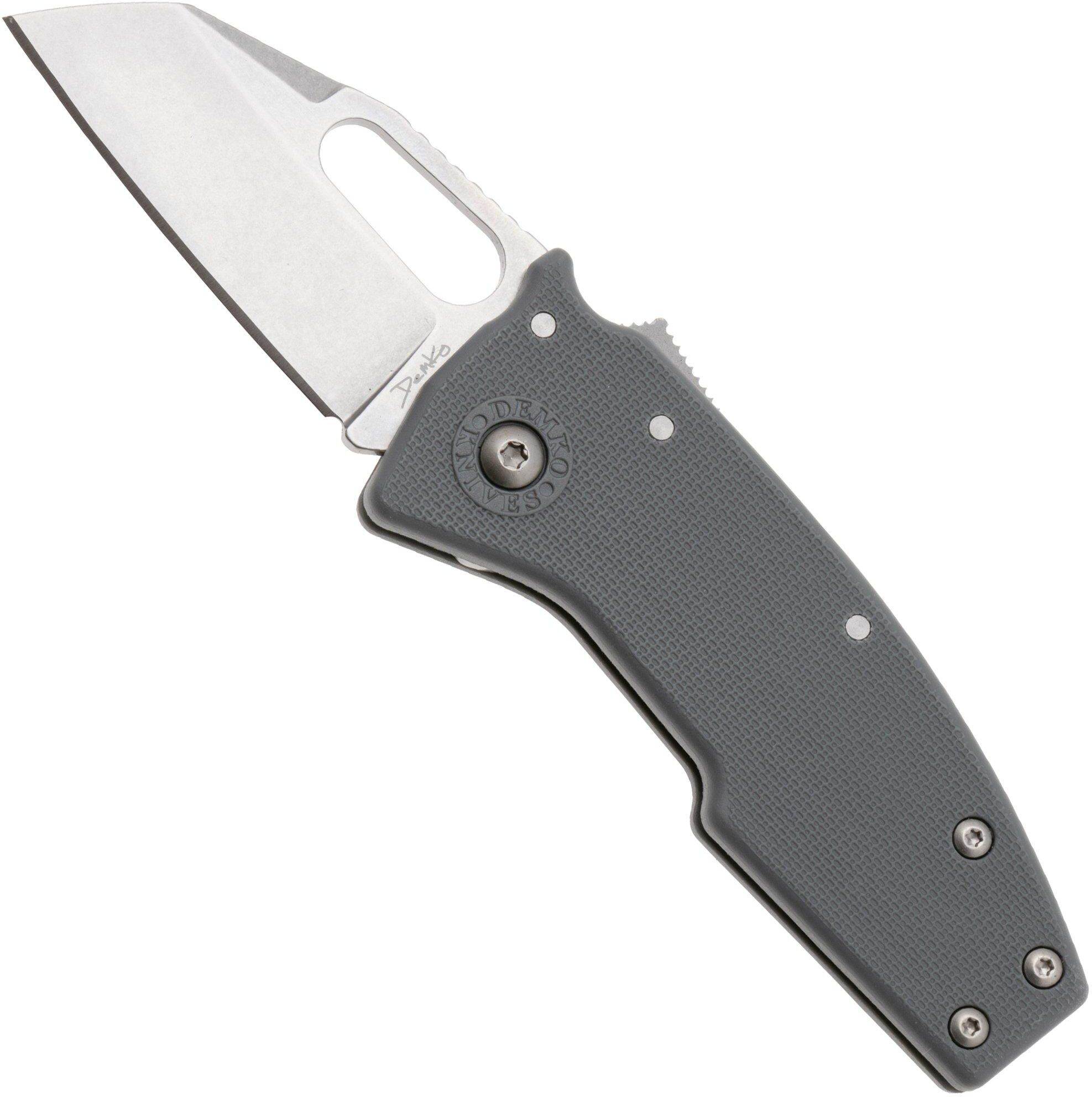 Demko Knives Demko Nano-Shark, NANO-10A-GREY GRN-SF, Stonewashed AUS-10A Shark Foot, Grey GRN coltello da tasca