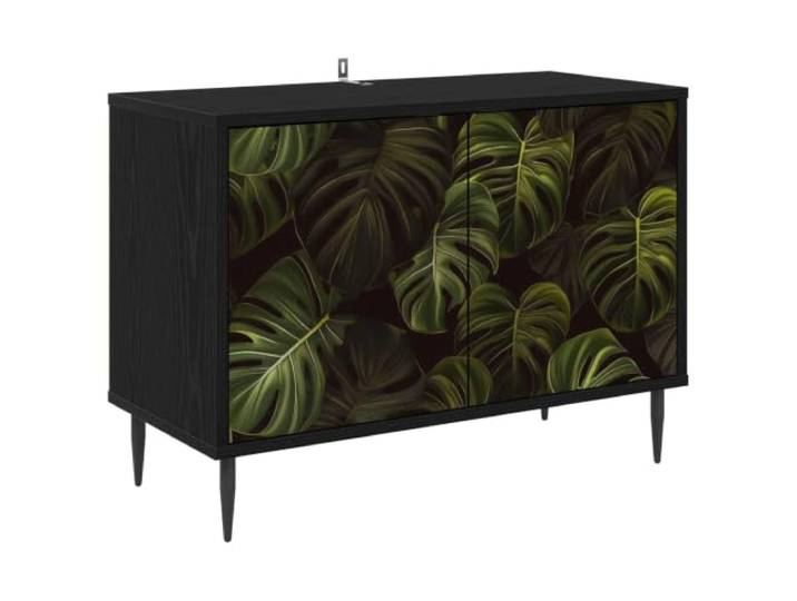 GKMBCVDFR TV-Schrank ELBURG 69 x 33 x 50,5 cm Schwarz Eichen-Optik Holzwerkstoff-Konstruktion, viel Stauraum, erhöhte Füße, dekoratives Muster, einfache Pflege