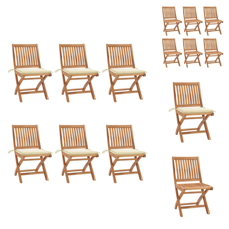 vidaXL Klappbare Gartenstühle mit Kissen 6 Stk. Massivholz Teak - Gartenstühle