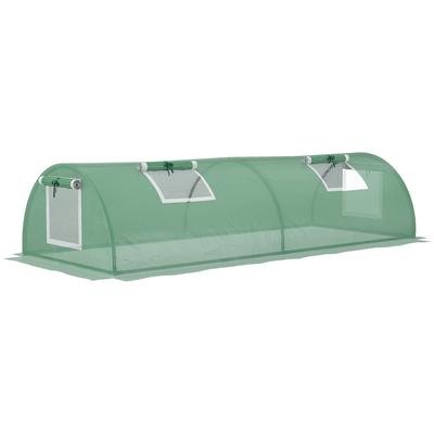 OKWISH Mini-Tunnelgewächshaus Kunststoff grün 200x80x45 cm, UV-beständige Folienabdeckung, 4 Mesh-Fenster, gewölbtes Dach