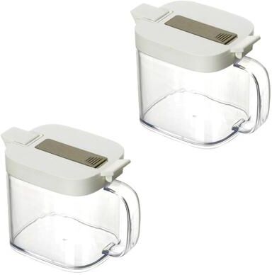 YBM Home Clear Condiment Canisters Pots with Lids and Spoons