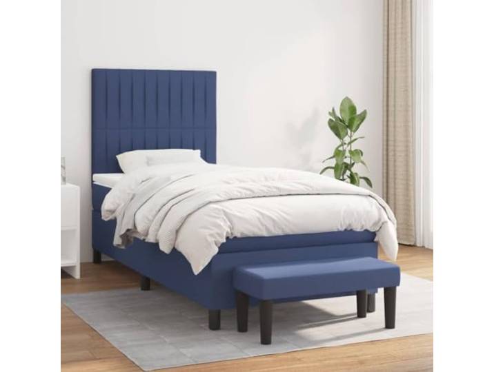 RJPLMFV Lattenrost mit Matratze, Blau, 90 x 200 cm, Stoff Verstellbarer Kopf, Taschenfedern, mittlere Unterstützung, multifunktionale Bettbank