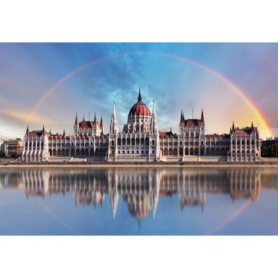 Fototapete PAPERMOON "Kathedrale mit Regenbogen", bunt, B:5m L:2,8m, Vlies, Tapeten