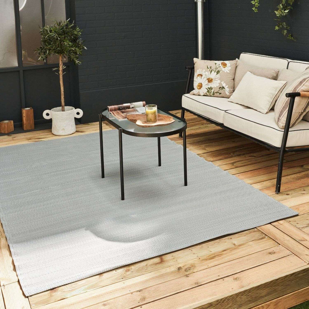 THE RUGS Urban Collection Outdoor Rug Plain Design in Grey Grey Rectangle 180 x 270 cm