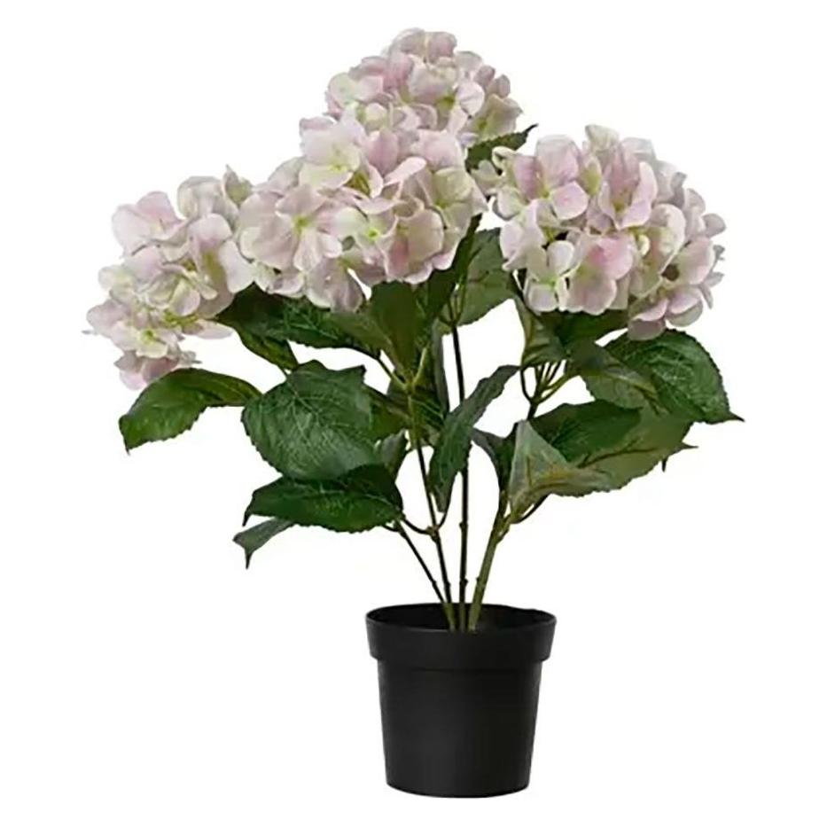Everlands Artificial light pink hydrangeas plant in pot, ø28 x 46 cm (46 cm) (899779)