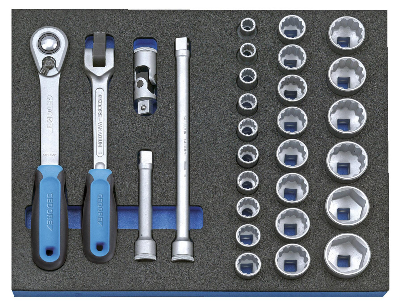 Gedore set doppen en sleutels 1/2", 29-delig in 2/4 CT-module