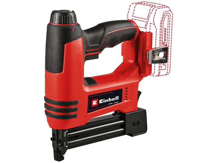 Nagler EINHELL TE-CN 18 Li - Solo , rot (rot, schwarz), B:24,9cm H:10,3cm L:29,5cm, Nagelpistolen, Nagler, 2 in 1, Akku-Nagler und Tacker, ohne Akku