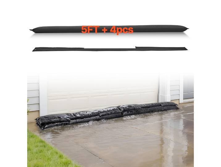 Vevor Barriere Anti-inondation Activee Par Leau\, Sacs D’inondation Lot De 4pcs 153x21 Cm\, Barriere Absorbante Leau\, Dispositif De Protection Pour Porte\, Sous-sol\, Garage\, Maison