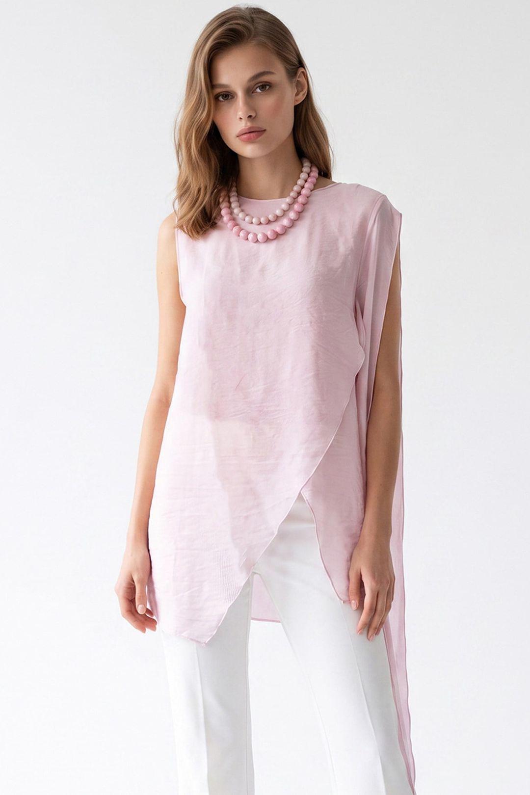 Lange Chiffon-Ärmelose Bluse