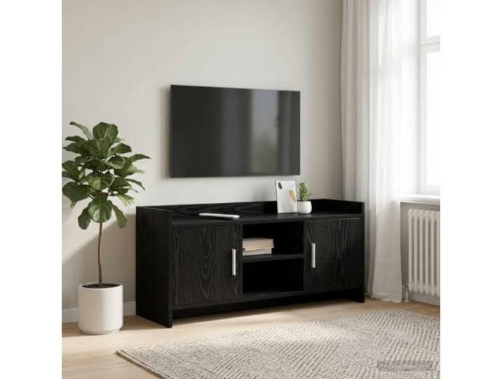 GKMBCVDFR TV-Schrank 102 x 33 x 47 cm Schwarze Eiche Holzwerkstoff Lowboard Schwarze Eiche, Holzwerkstoff, Metallgriffe, Regalfächer, pflegeleichte Oberfläche, rechteckige Form