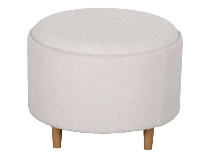 Pouf rond avec rangement - Capitonné - Couvercle rabattable - Pieds en bois massif - Ø56 x 42 cm