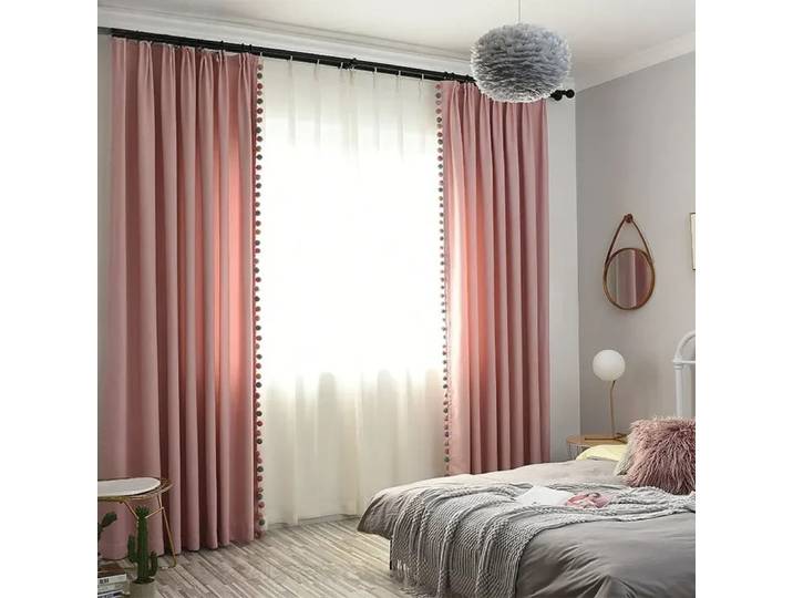 Rideaux occultants roses pour salon, en coton et lin, modernes, pour chambre de filles, ombrage, pour fenêtre, décoration de maison personnalisée
