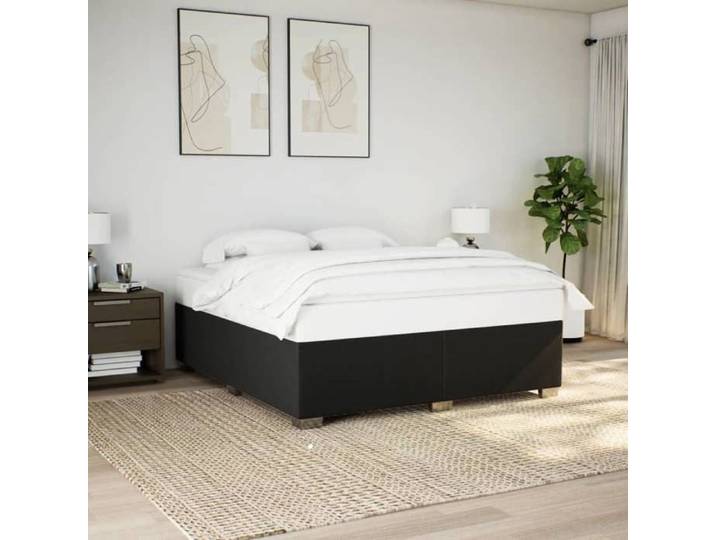 Cadre de Lit Noir 200x200 cm Tissu sommier cadre de lit plateforme cadre de lit rembourré meuble de chambre à 3284501