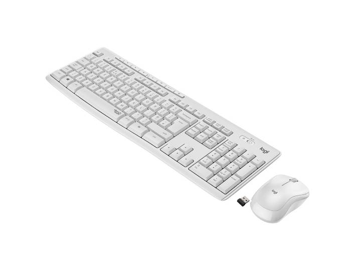 Logitech MK295 Silent Wireless Combo, Taille réelle (100 %), RF sans fil, AZERTY, Blanc, Souris incluse 920-009820