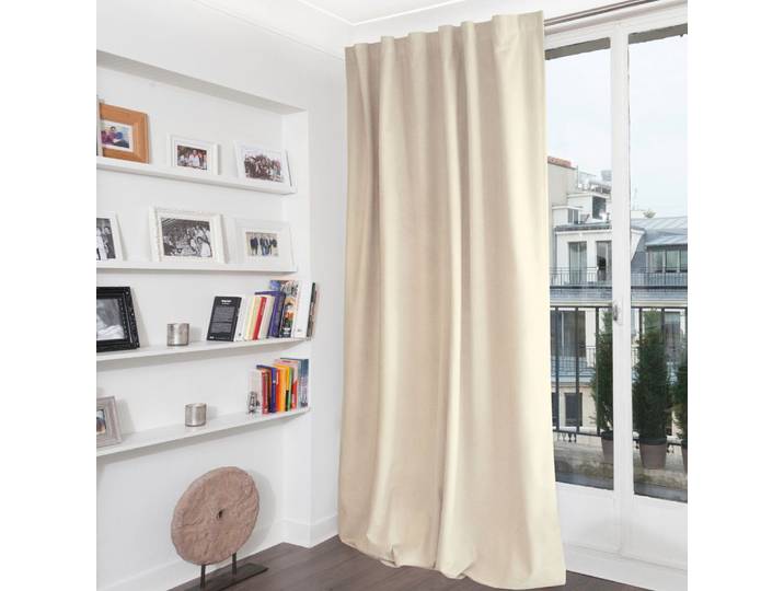 Rideau occultant total velours pattes cachées beige mc15 135lx280h