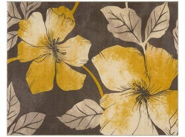 Beverly Rug Bahamas Black White Floral Non-Slip Rubber Back Indoor Area Rug