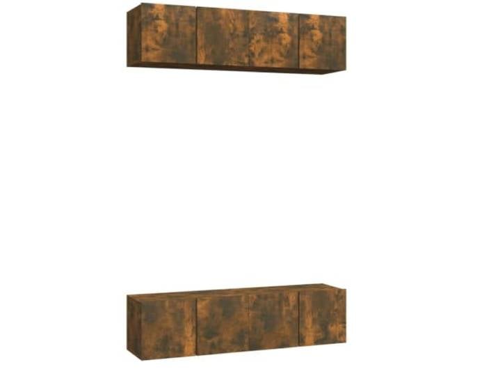 LMTYOENFG TV-Wandschrank 4er Set Räuchereiche 60x30x30 cm Holzwerkstoff Platzsparende Hängeschränke fürs Wohnzimmer: 4 Hängeboards mit Klapptür bieten flexiblen Stauraum für Multimedia-Geräte.