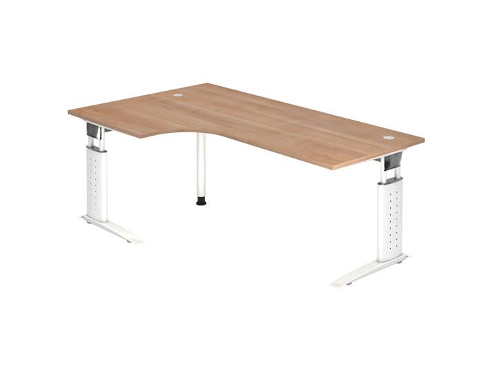UNDA 82 W Schreibtisch 200 x 120 höhenverstellbar Nussbaum/Weiß