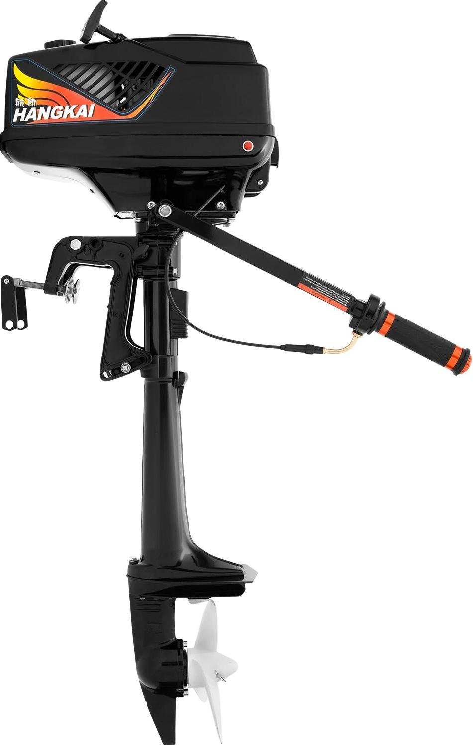 3.6HP Außenbordmotor - 2-Takt 55ccm - Wassergekühlt - Handstart - 360° Lenkung für Kajak/Schlauchboot/Kleinboot - Schwarz